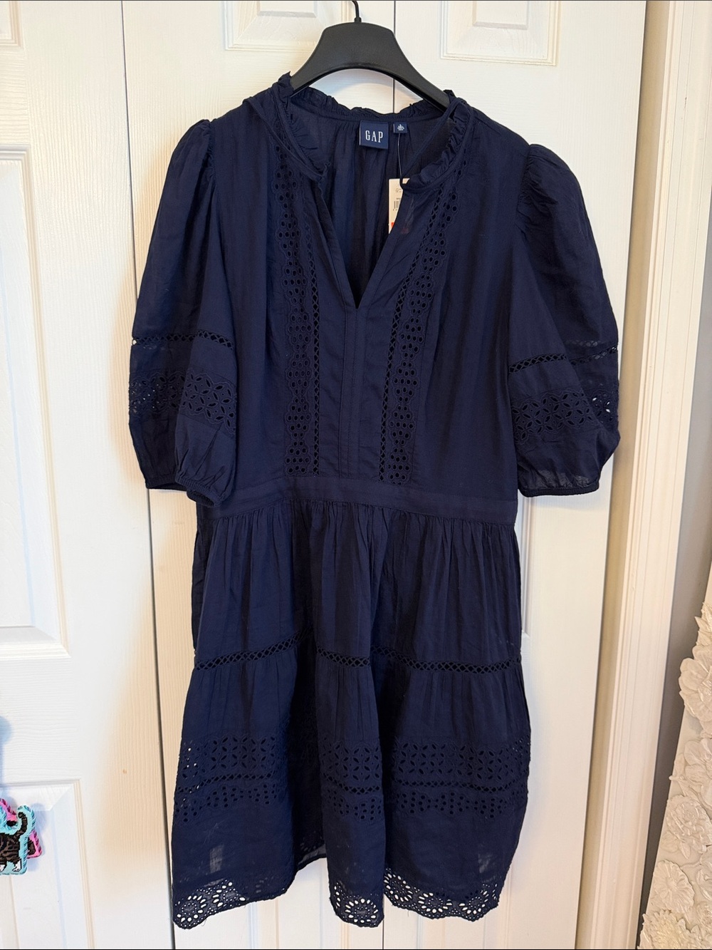 Gap puff sleeve dress in size large tall